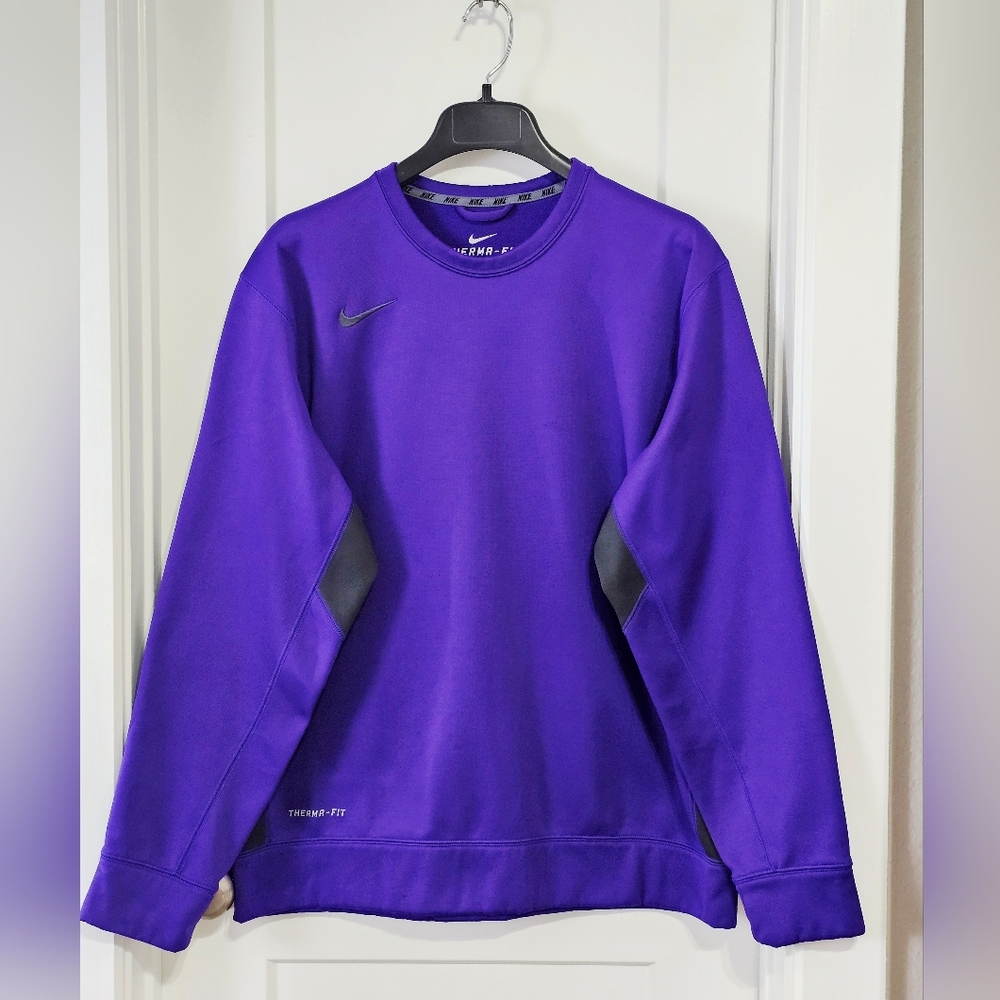 Nike Men's NSW Therma-Fit Crewneck Sweatshirt, Purple, Size L